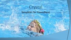  Presentation with swim - Audience pleasing PPT theme consisting of little girl swim in swimming pool backdrop and a light blue colored foreground