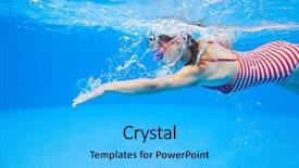  Presentation with swimming - Audience pleasing PPT theme consisting of little girl swimming in pool backdrop and a light gray colored foreground