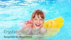  Presentation with mattress - Slides consisting of little-girl-swimming-on-inflatable background and a arctic colored foreground