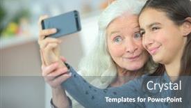  Presentation with grandma - Slide deck with little girl taking a selfie with her grandma background and a ocean colored foreground