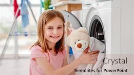  Presentation with toy - Theme consisting of little-girl-taking-out-toy background and a coral colored foreground