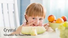  Presentation with melon - Theme having little girl taking water melon background and a lemonade colored foreground