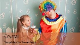  Presentation with birthday cake - Beautiful PPT theme featuring little girl to eat birthday backdrop and a red colored foreground
