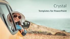  Presentation with sea - Slide deck enhanced with little-girl-traveling-by-car background and a  colored foreground