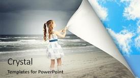  Presentation with page - Beautiful slides featuring little girl turning page backdrop and a mint green colored foreground