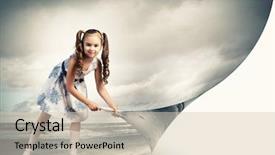  Presentation with turning page - Cool new theme with young female with the flag of crimea painted on her face on her way to a sporting event to show her support backdrop and a dark gray colored foreground