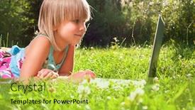  Presentation with garden - Amazing presentation design having little-girl-usng-laptop backdrop and a yellow colored foreground