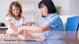 Presentation with female doctor - Cool new theme with little-girl-visiting-old-female backdrop and a lemonade colored foreground