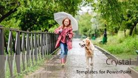  Presentation with rain - Amazing slides having little-girl-walking-under-rain backdrop and a mint green colored foreground