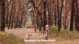  Presentation with pine - Cool new PPT theme with little-girl-walking-with-dog backdrop and a coral colored foreground