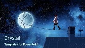  Presentation with moon - Colorful PPT theme enhanced with little-girl-walks backdrop and a ocean colored foreground