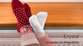  Presentation with feet - Presentation theme consisting of little-girl-warms-her-hands background and a coral colored foreground