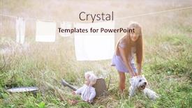  Presentation with outdoor games - PPT theme consisting of little girl wash retro doll clothes and playing with her funny puppy summer nature outdoor washing children's games kid's leisure pet play with dog vintage style background and a lemonade colored foreground