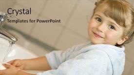  Presentation with hand world hands of jesus - PPT theme with little girl washing hands background and a coral colored foreground