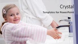  Presentation with hand washing - PPT layouts consisting of little girl washing hands background and a light gray colored foreground