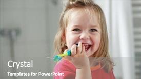  Presentation with teeth - PPT theme having little girl washing her teeth background and a gray colored foreground