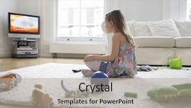  Presentation with television watching - Beautiful PPT layouts featuring a little girl watching backdrop and a light gray colored foreground