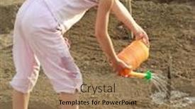  Presentation with vegetable farm - Presentation theme with little-girl-watering-vegetable-bed background and a coral colored foreground