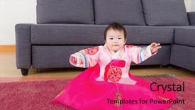  Presentation with korean - Amazing slide set having little girl wear korean hanbok backdrop and a red colored foreground
