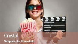  Presentation with popcorn - Slides consisting of little girl wearing 3d glasses background and a coral colored foreground