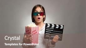  Presentation with eating - Beautiful theme featuring little girl wearing 3d glasses backdrop and a violet colored foreground