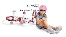  Presentation with knee - PPT theme consisting of little-girl-wearing-a-bicycle background and a white colored foreground