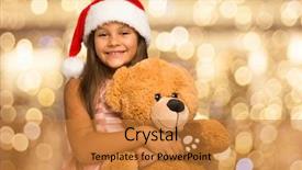  Presentation with smiling little girl - Beautiful presentation featuring little girl wearing a christmas backdrop and a gold colored foreground