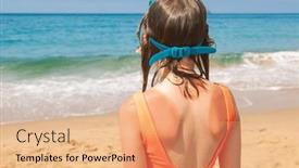  Presentation with swimming - Slide deck with little-girl-wearing-orange-swimsuit background and a coral colored foreground