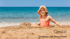  Presentation with child protection - PPT layouts with little-girl-wearing-panama-hat and a coral colored foreground