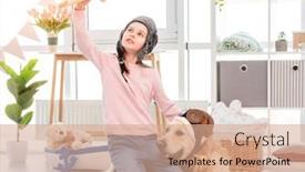  Presentation with pilot - Audience pleasing PPT theme consisting of little-girl-wearing-pilot-hat backdrop and a coral colored foreground
