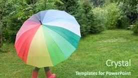  Presentation with ruby red - PPT theme featuring little girl wearing red rubber background and a tawny brown colored foreground