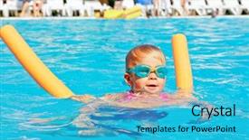  Presentation with swimming pool - Theme with little-girl-wearing-swimming-goggles background and a teal colored foreground