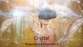  Presentation with virtual reality - Colorful theme enhanced with little girl wearing virtual backdrop and a gold colored foreground