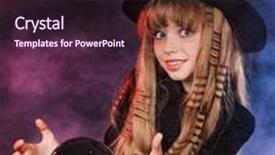  Presentation with crystal ball - Theme enhanced with little girl witch holding crystal ball background and a wine colored foreground