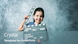  Presentation with grey plastics - Colorful PPT theme enhanced with little girl with a clapperboard backdrop and a seafoam green colored foreground