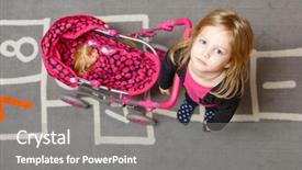  Presentation with baby girl welcome - Amazing presentation theme having little girl with baby doll backdrop and a gray colored foreground