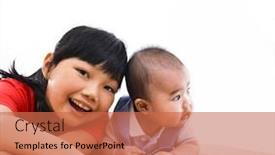  Presentation with baby girl - Slide deck enhanced with little-girl-with-baby-laying background and a coral colored foreground