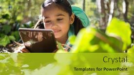  Presentation with backpack - Slide set featuring little-girl-with-backpack-lying background and a gold colored foreground