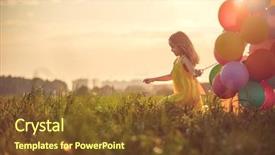  Presentation with balloons - Colorful PPT layouts enhanced with little girl with balloons outdoors backdrop and a tawny brown colored foreground