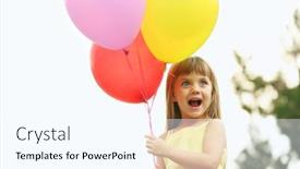  Presentation with balloons - Slide set with little-girl-with-balloons-outside background and a cool aqua colored foreground