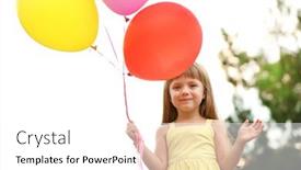  Presentation with balloons - Presentation theme having little-girl-with-balloons-outside background and a white colored foreground