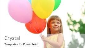  Presentation with balloons - Presentation theme consisting of little-girl-with-balloons-outside background and a white colored foreground