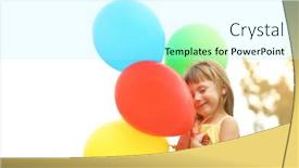  Presentation with balloons - Beautiful presentation theme featuring little-girl-with-balloons-outside backdrop and a arctic colored foreground