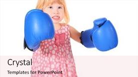  Presentation with boxers - PPT layouts having little girl with bared teeth wearing dress and boxers gloves is standing isolated background and a lemonade colored foreground