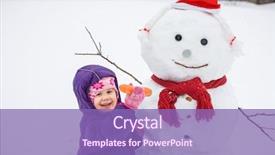  Presentation with snowman - Presentation theme featuring little girl with big snowman background and a violet colored foreground