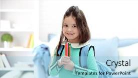  Presentation with back school education - Beautiful presentation featuring little girl with blue back backdrop and a light blue colored foreground