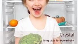  Presentation with refrigerator - Slide deck having baby chef - little girl with broccoli background and a lemonade colored foreground