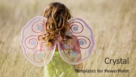  Presentation with magic wand - Presentation theme with little girl with butterfly wings and magic wand background and a coral colored foreground
