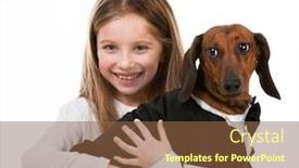  Presentation with dachshund - Presentation design enhanced with little girl with dolittle girl with a dog breed dachshund isolated on white backgroundg background and a tawny brown colored foreground