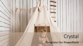  Presentation with drum - Amazing PPT theme having drum near wigwam playing indian backdrop and a coral colored foreground